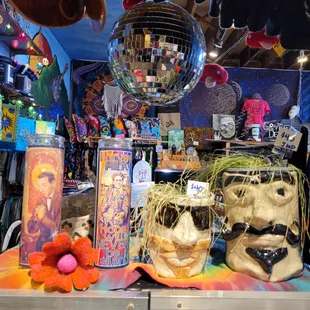 Disco balls! Local pottery and candles