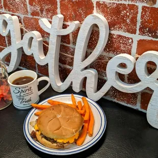 Cheeseburger and sweet potato fries!