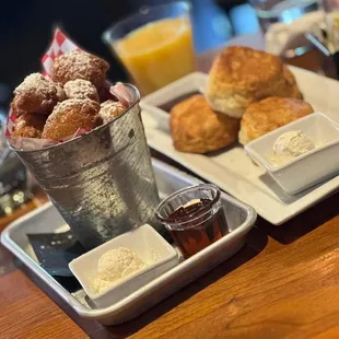 Pancake Balls and Biscuits with delicious jam!