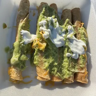 Ordered 10 rolled tacos w/ guacamole and cheese