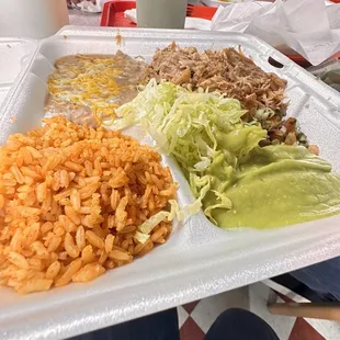 You get basically ; rice, beans and lettuce.