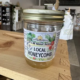 a jar of honeycomb