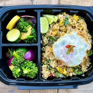Drunken Thai Fried Rice w/ Farm Fresh Egg Over a Bed of Fluffy Jasmine Rice