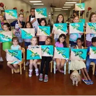 Sea turtles painting from Under the Sea Summer ART Camp!