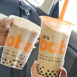 Chocolate Shake w/boba and Houses Milk Tea w/boba