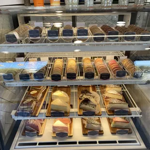 a display case of desserts