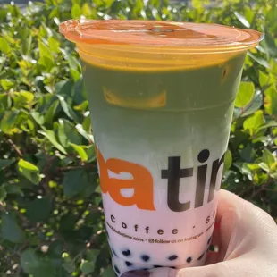 Rose Matcha milk tea