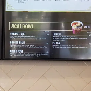 Menu as of 5/29/2021