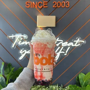 Coconut Strawberry Smoothie w/ Whipped Cream