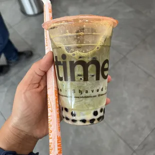Dirty matcha with boba
