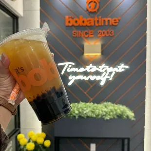 Honey Green Tea w/ Boba