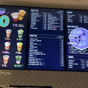 the menu and prices