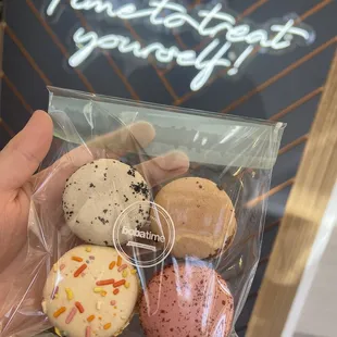 cookies &amp; cream, coffee, birthday cake &amp; red velvet macaroons
