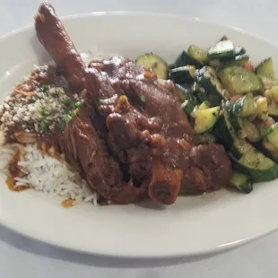 Lamb Shank Rice, Fresh Vegetables