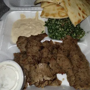 Greek dinner. Extra gyro meat... Yummy