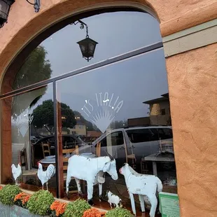 a window display of a horse shop