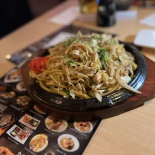 Happy hour amazing deal!  Yakisoba noodles!