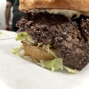 Our freshly ground sirloin burger.