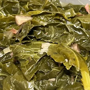 Our collard greens are fresh we do not use chopped or buy pre bagged only use fresh we cook to perfection..