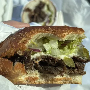 2 bites into the sandwich - the jalapeños, onions and melted cheese melds with the sweet/savory bulgogi in a toasted chewy roll. Perfection!