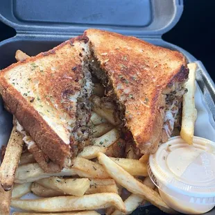Crawfish grilled cheese with lobster