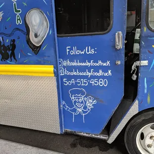 a blue food truck