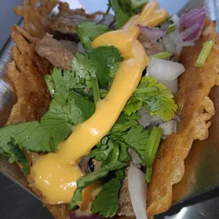 a close up of a taco