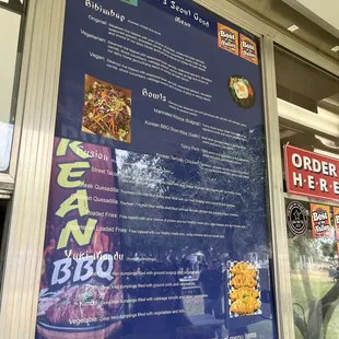 a menu at a fast food restaurant