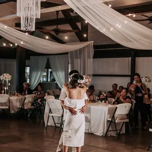 turned off the big overhead lights. their lights were perfect, along with the chandelier!