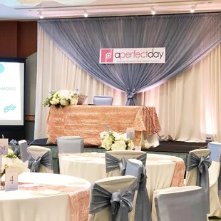 Hilton Waikiki Beach Wedding  -Wedding backdrop, table linens, chair covers and sashes