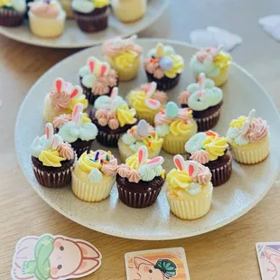 3 dozen bunny themed mini cupcakes. Half nutella, half strawberry shortcake