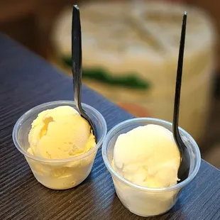 Vanilla ice cream and Lychee sherbet