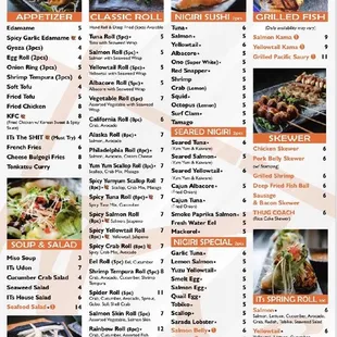 Menu (1/2) (as of 10/01/2023)