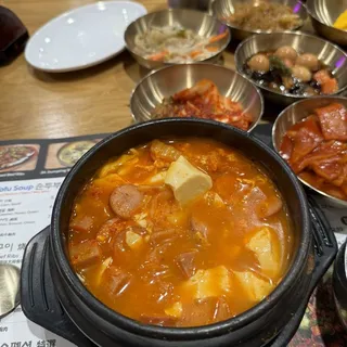 9. Ham & Sausage Kimchi Tofu Soup