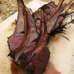 Smoked and grilled lamb chops.