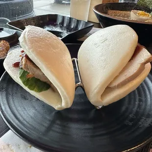 a. Pork Chashu Itton Bun b. Chicken Chashu Itton Bun