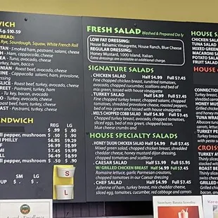 ows a menu on the wall