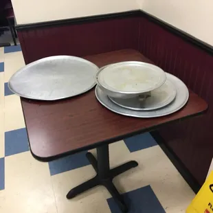 Trays left on random table.