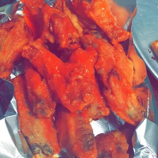 a plate of hot wings