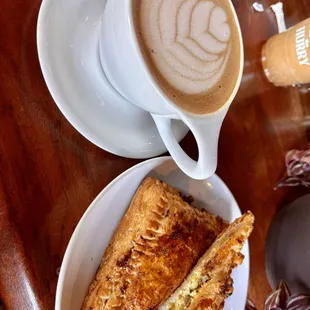 Mocha coffee with puff pastry