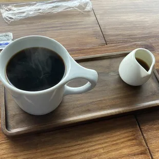 dark roast (Krampus) pour-over coffee (they waste none, so surplus goes into a tiny pitcher)