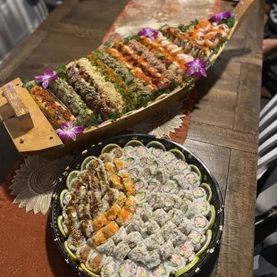 Sushi boat and extra rolls