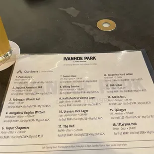 menu