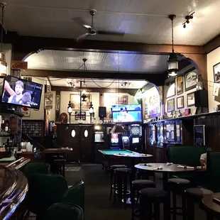 a bar with a pool table