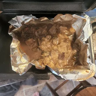 a pan of food in the oven