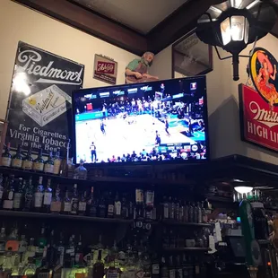 the bar with a large television