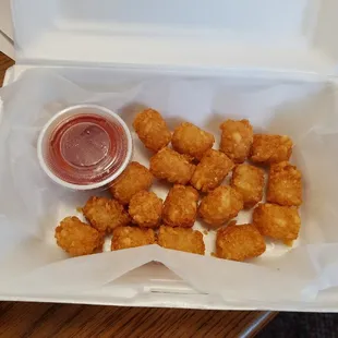 A Side of Tarter Tots = $3.50 + tax I would have no issue with the cost if the quantity &amp; quality were appropriate but it was not.