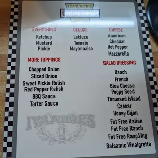 Condiments sign