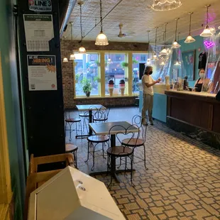 the inside of a restaurant