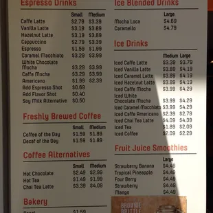 Drink menu!